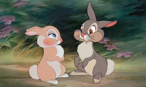 Bunny love. Thumper Bambi, Disney Viejo, Bambi 1942, Disney Kiss, Lindo Disney, Disney Amor, Disney Mignon, Bambi Thumper, 헬로키티 배경화면