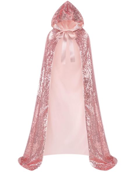 PRICES MAY VARY. Package Includes: you will receive 1 piece of princess hooded cape and the exterior of it is scattered shinny sequin, beautiful and exquisite, suitable for as decoration to attend theme party and make you stand out from the crowd Various Sizes to Choose: our pink cape is available in different sizes, including 80 cm in length, 110 cm in length, 140 cm in length and 160 cm in length, so you can choose the right size according to your needs Reliable Material: the pink cloak is mad Pink Cloak, Wicked Elphaba, Fairy Costume Women, Princess Cape, Elphaba And Glinda, Fairy Princess Costume, Halloween Princess, Pink Cape, Cape Costume