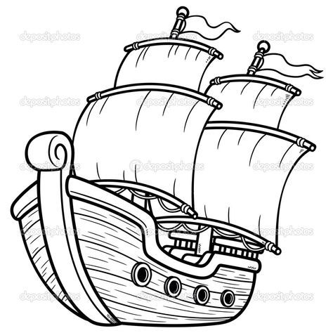 Arrrr Pirate Ship Drawing, Ship Silhouette, Pirate Cartoon, خريطة ذهنية, Bateau Pirate, Rosen Tattoo, Ship Drawing, Outline Drawings, Book Images