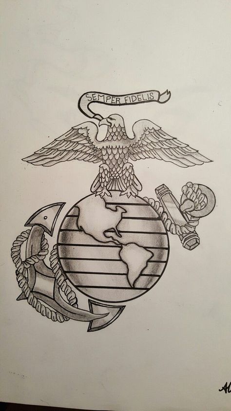 Marine Corps Drawings, Marine Corps Tattoos For Men, Marine Tattoo Ideas, Marine Tattoo For Men, Usmc Tattoo Sleeve, Marines Tattoo, Semper Fi Tattoo, Marine Corps Art, Marine Corps Symbol