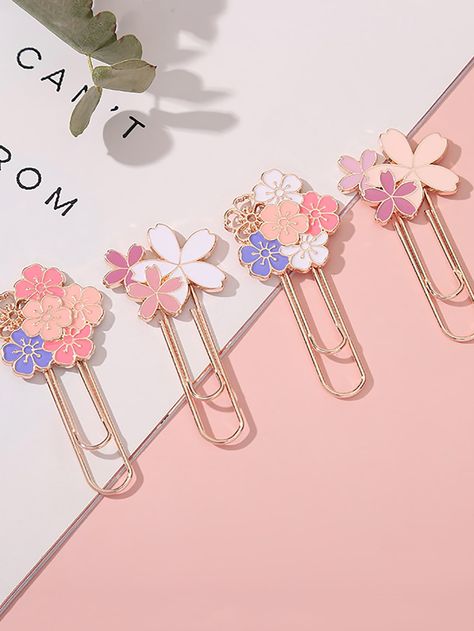 Multicolor  Collar  Zinc Alloy   Embellished   Labels,Indexes & Stamps Small Bookmark, Cute Stationary School Supplies, Cute School Stationary, Kawaii Pens, Cool School Supplies, Fotografi Vintage, Paper Games, Cute Stationary, Cherry Blossom Flowers