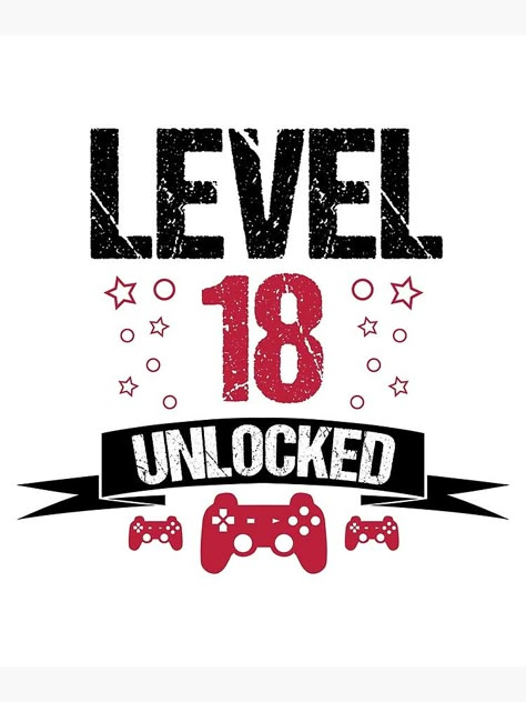 "Level 18 Unlocked Gamer 18th Birthday Gift" Greeting Card for Sale by Alfalfalfa90 | Redbubble 18th Birthday Cards Ideas, 18th Birthday For Boys, 18th Birthday Party Ideas For Boys, 18th Birthday Card Ideas, 18th Birthday Boy, 18th Birthday Ideas For Boys, Happy 18th Birthday Quotes, It's My 18th Birthday, 18th Birthday Gifts For Boys