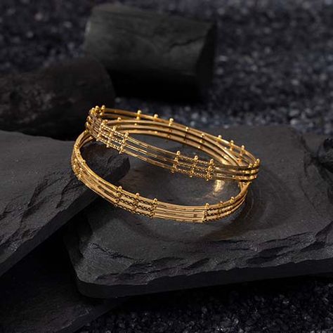 Buy 22k Kadli Bangles for Women At jewelegance.com Fancy Bangles, Plain Gold Bangles, Antique Gold Bracelet, 22k Gold Bangles, Gold Bangles Indian, Bangle Design, Gold Bangles For Women, Gold Bangle Set, Bangles Gold