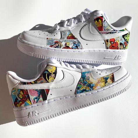 Airforce 1s, Hero Comic, Black Air Force 1, Painted Nikes, Nike Air Force 1 Custom, Custom Shoes Diy, Custom Nike Shoes, Air Force 1 Custom, Best Shoes For Men