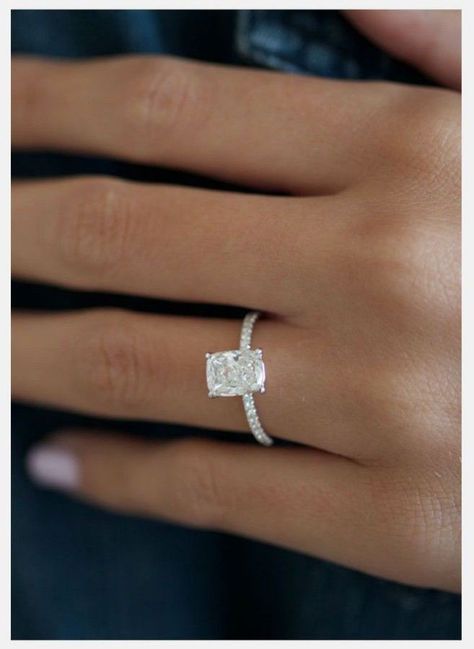 Elongated Cushion Engagement Ring 2ct, 2 Ct Diamond Ring, Radiant Engagement Ring With Pave Band, Elongated Square Engagement Rings, 2 Carat Cushion Cut Engagement Ring, Emerald Cushion Cut Engagement Ring, Cushion Engagement Ring With Band, Square Engagement Rings With Band, Engagement Rings Rectangular