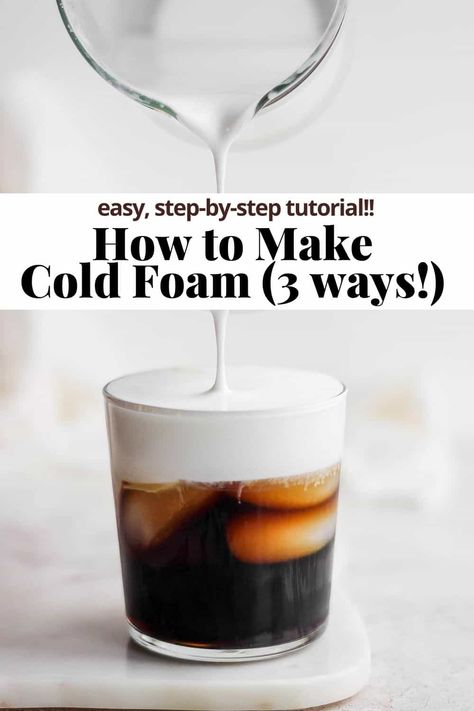 How Do You Make Cold Foam For Coffee, Cream Foam Coffee, Espresso Cold Foam, Homemade Sweet Cold Foam, Low Cal Cold Foam, Cold Foam For Hot Coffee, Cold Foam In Blender, How Do You Make Cold Foam, Milk Foam Recipe