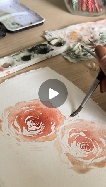 How To Paint Loose Watercolor, Watercolor Roses Tutorial, Watercolor Rose Tutorial, How To Paint Roses, Rose Watercolor Painting, Rose Artwork, Painting Roses, Roses Painting, Painting Flowers Tutorial