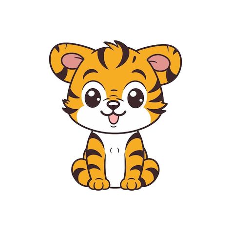 Cute Tiger Drawing Cartoon, Tiger Cute Drawing, Baby Tiger Drawing, Tiger Cartoon Drawing, Cute Tiger Drawing, Cute Tiger Cartoon, Tiger Face Drawing, Cartoon Baby Animals, Tiger Clipart