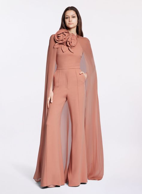 Shop Ready to Wear Fashion Designer Dress - ELIE SAAB Elie Saab Jumpsuit, Embellished Jumpsuit, Winter Work Wear, Carpet Dress, Cape Designs, Boutique Couture, Bridal Jumpsuit, Pink Jumpsuit, Pink Bridal