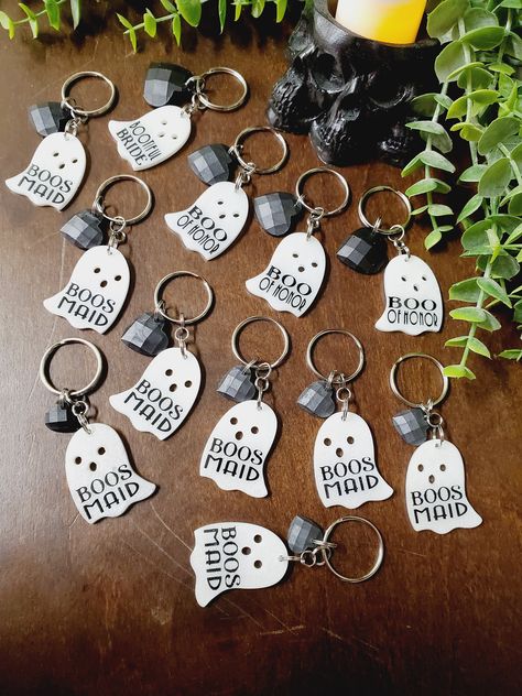 Halloween Themed Bridesmaid Proposal, Goth Bridesmaid Proposal, Goth Bridesmaid, Gothic Bridesmaids, Disco Heart, Halloween Wedding Favors, Ghost Keychain, Witch Wedding, Occult Witch