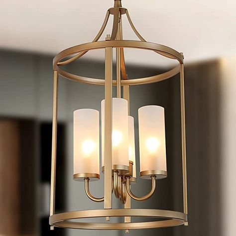 Modern Gold Chandelier, Modern Lantern, Modern Bedroom Lighting, Geometric Lantern, Cylinder Pendant Light, Fun Vibes, Modern Lanterns, Cage Chandelier, Gold Lanterns