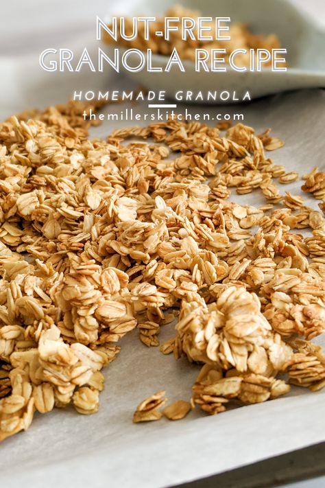 Granola No Nuts Recipe, Homemade Nut Free Granola, Homemade Granola Nut Free, No Nut Granola Recipe, Granola Without Nuts Recipe, Granola Recipe Without Coconut Oil, Granola Recipe No Nuts, Granola Recipe Nut Free, Granola Nut Free