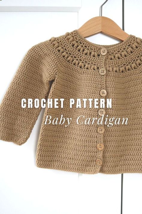 Crochet Baby Cardigan Pattern, Crochet Baby Cardigan Free Pattern, Diy Crochet Cardigan, Baby Cardigan Pattern Crochet, Diy Crochet Sweater, Crochet Baby Projects, Crochet Baby Sweater Pattern, Crochet Baby Jacket, Crochet Baby Sweaters