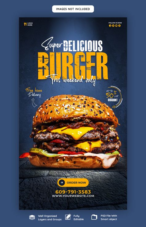 Food burger social media instagram post banner template or square flyer Pizza Social Media Design, Burger Social Media Design, Meat Design, Pizza Post, Burger Poster, Mexican Burger, Menu Burger, Product Poster, Inspiration Designs