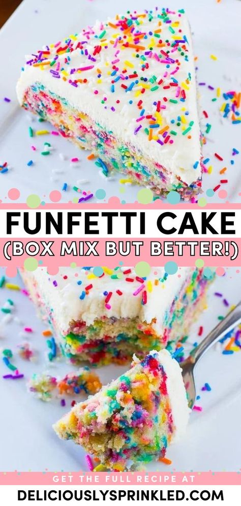 Learn how to improve boxed cake mixes for an easy Thanksgiving sweet treat and a simple Christmas dessert! With rich homemade flavors, this funfetti cake mix cake is perfect for your parties. Save this holiday baking recipe and enjoy making box cake mix taste better! Improve Boxed Cake, Box Cake Mix Better, Box Cake Better, Cake Mix Better, Funfetti Cake Mix Recipes, Easy Dessert Recipes Christmas, Make Box, Easy Cakes To Make, Thanksgiving Sweet Treats