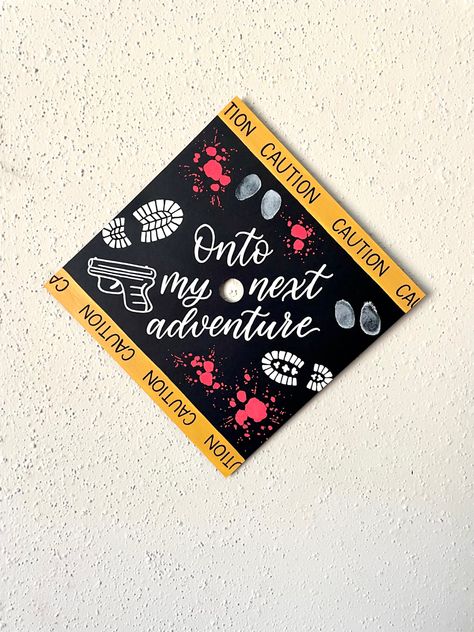 Case Closed Graduation Cap, College Grad Cap Ideas Criminology, Forensic Grad Cap, Criminology Cap Decoration, Grad Cap Ideas Criminology, Police Grad Cap, Criminology Graduation Cap, Graduation Cap Criminology, Csi Graduation Cap