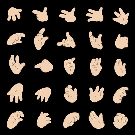 4 Finger Hand Drawing, Cartoon Hand Illustration, Simple Animation Characters, Simple Animation Style, Hand Character Design, Cartoon Hands Reference, Cartoon Hands Holding, Animated Hands, Simple Character Design