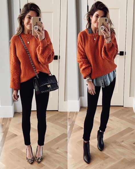 Orange Sweater Outfit, The Sister Studio, Weekend In Austin, Sister Studio, Jeans Outfit For Work, Winter Sweater Outfits, Cold Weather Outfit, See You Around, Orange Sweater