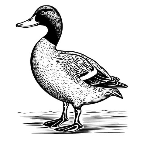 Mallard Duck Illustration, Mallard Illustration, Pyrography Animals, Duck Illustration Design, Mallard Duck Drawing, Mallard Duck Tattoo, Draw Duck, Ducks Art, Duck Vector