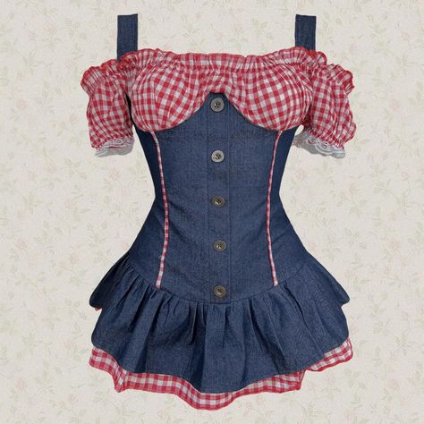 Milkmaid Dirndl Costume Dress 🐮 ⚔��️ denim fabric,... - Depop Milkmaid Outfit, Milkmaid Costume, Dirndl Costume, Hoedown Throwdown, Halloween Baddie, Trad Wife, Milkmaid Dress, Trendy Halloween Costumes, Red Dress Women