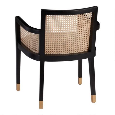 Fynn Wood And Cane Back Dining Armchair - v4 Black And Rattan Dining Chair, Black Cane Back Dining Chairs, Black And Cane Dining Chair, Black Cane Dining Chairs, Black Cane Chair, Mandeville Canyon, Richmond House, Writing Nook, World Market Dining Chairs