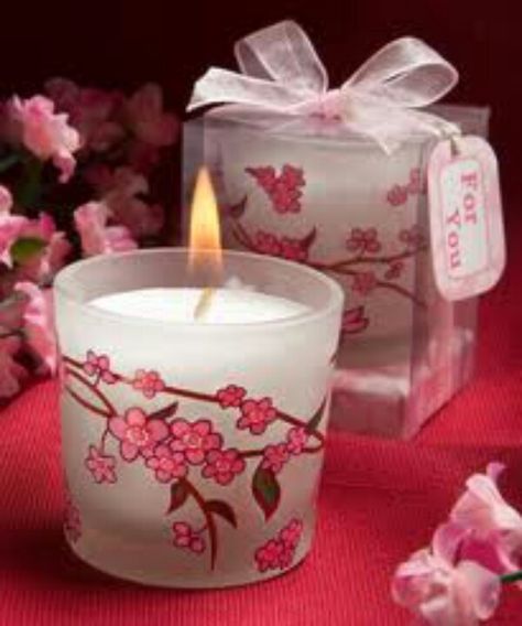 Candle photos | Candles Cherry Blossom Wedding Favors, Cherry Blossom Wedding Decor, Spring Bridal Shower Favors, Mulan 3, Aladdin Broadway, Cherry Blossom Candle, Cherry Blossom Wedding Theme, Cherry Blossom Party, Sakura Wedding