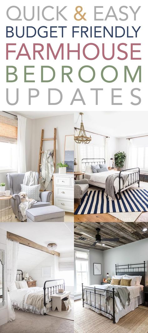 Quick and Easy Budget Friendly Farmhouse Bedroom Updates.  Want to change up your Farmhouse Bedroom Decor without a big budget?  Well we have tons of ideas for you today... come and visit us at TheCottageMarket.com and have fun!  #FarmhouseDIY #DIYFarmhouse #QuickandEasyFarmhouseDecor #FarmhouseBedroomUpdates #BedroomUpdates #QuickandEasyBudgeFriendlyFarmhouseBedroomUpdates #Bedroomakeovers #FarmhouseBedroomMakeovers #Makeovers #BedroomFacelifts Easy Budget, Bedroom Updates, Budget Bedroom, Farmhouse Bedding, Simple Budget, Farmhouse Bedroom Decor, Bedroom Refresh, Updating House, Farmhouse Bedroom