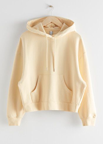 Oversized Boxy Hooded Sweatshirt - Yellow - Sweatshirts & Hoodies - & Other Stories Sweatpants Shorts Outfit, Autumn Sweaters, Hoodie Hood, Solid Hoodie, Purple Sweatshirt, Yellow Pants, Cropped Pullover, Yellow Hoodie, Yellow Sweatshirt