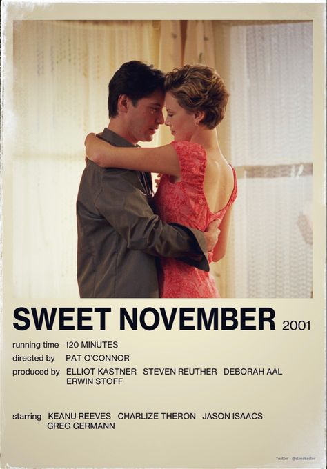 Autumn Romcoms, Romance Film Poster, Sweet November Movie Quotes, Movies To Watch In November, November Movie List, Sweet November Movie, November Movies, Falling In Love Movie, Autumn Movies