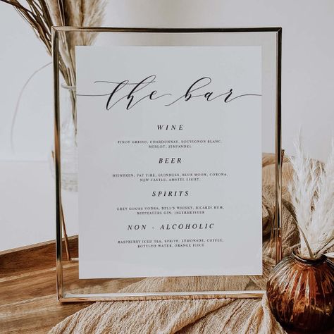 Wedding Bar Menu Drink Sign Reception Decor S105 Menu Drink, Wedding Drink Sign, Wedding Drink Menu, Wedding Bar Menu Sign, Reception Drink, Bar Signage, Random Products, Bar Menu Wedding, Terracotta Wedding