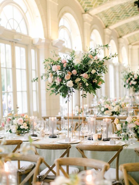 Read More: https://www.stylemepretty.com/2019/02/01/ethereal-brooklyn-wedding-at-prospect-park-boathouse/ Wedding Table Placement, Boathouse Wedding, Wedding Floral Centerpieces, Tall Centerpieces, Prospect Park, Brooklyn Wedding, Floral Ideas, Salou, Wedding Table Centerpieces