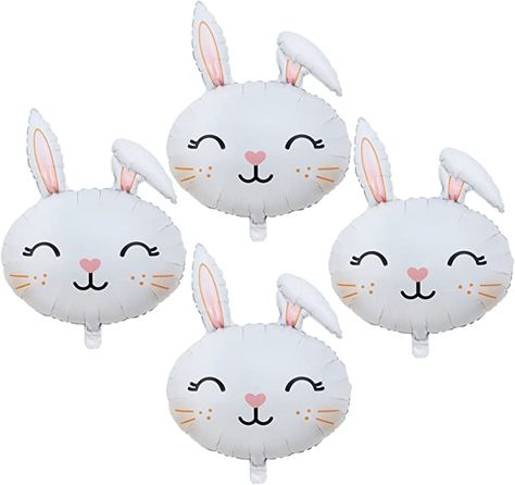 Amazon.com: AVMBC 4Pcs Easter Bunny Balloons Bunny Head Foil Balloons Happy Easter Rabbit Mylar Balloons for Easter Animal Rabbit Theme Party Birthday Baby Shower Decorations Supplies : Toys & Games Rabbit Theme Party, Easter Themed Party, Bunny Balloons, Easter Balloons, Easter Theme Party, Backdrops Kids, Bunny Birthday Party, Balloon Cartoon, Kids Birthday Party Decoration