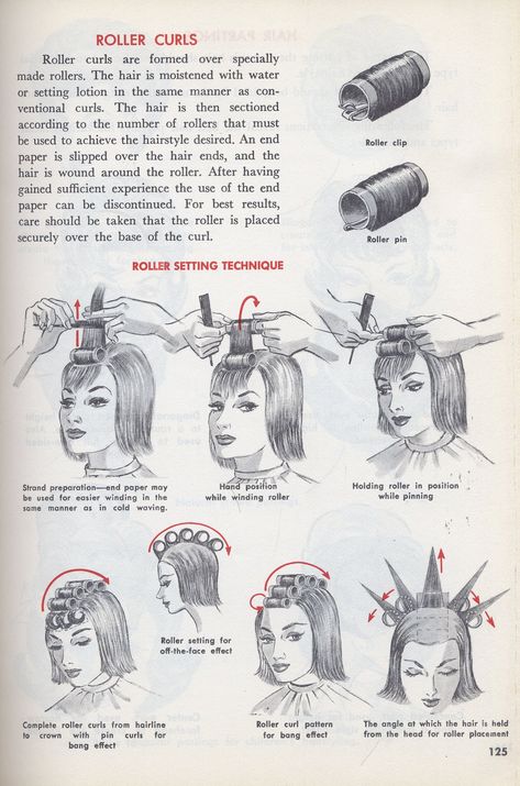 Hair Rollers Tutorial, Plastic Hair Rollers, Beauty School Cosmetology, Retro Haircut, Roller Curls, Hair Cut Guide, Hair Science, Manicure Tutorials, Hair Academy