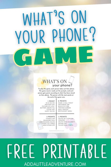 What's On Your Phone? Game - Free Printable I’ve Breaker Games For Adults, Whats In Your Phone Game Printable Free, Baby Shower Game What’s On Your Phone, Whats On Your Phone Game Free Printable, Bday Games, Ice Breaker Games For Adults, What's On Your Phone Game, Cell Phone Game, Home Party Games