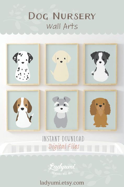 Doggie Themed Nursery, Cats And Dogs Nursery, Nursery Ideas Puppy Theme, Puppy Baby Nursery, Dog Nursery Ideas, Dog Themed Bedroom Kid Rooms, Puppy Theme Nursery, Baby Boy Dog Nursery, Dog Theme Room