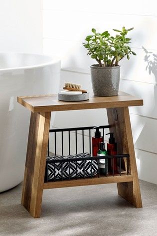 Bathroom Storage Units, Bathroom Stool, Under Sink Storage, Contemporary Side Tables, Storage Stool, Storage Units, Main Bathroom, Wooden Stools, Small Wood Projects