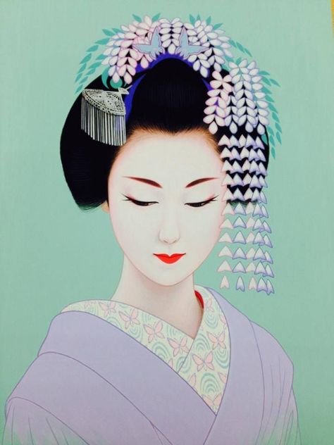 Geisha Art, Japanese Geisha, Airbrush Art, Japanese Embroidery, Japanese Painting, Art Pop, Japan Art, Japanese Prints, Her Eyes