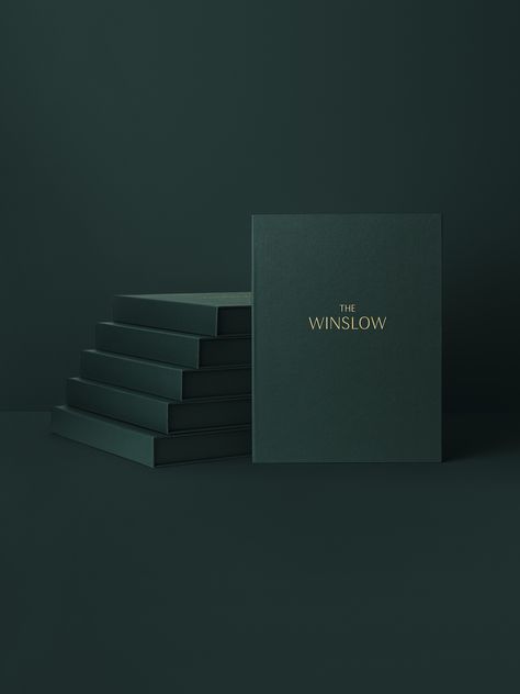 Green Gold Packaging, Luxury Green Branding, Green And Black Branding, Dark Green Branding, Green Branding Design, Green Packaging Design, Luxury Brochure Design, Signage Lettering, Luxury Books