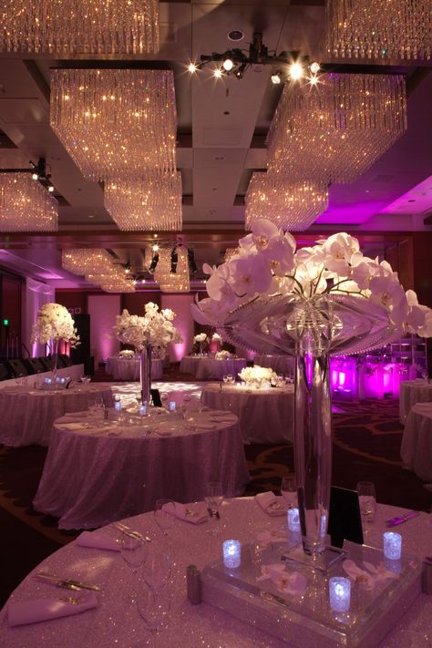 Ballroom Party Ideas, Sweet Sixteen Themes Color Schemes, Sweet 16 Venues Pink, Pink Venue For Quince, Sweet 16 Entrance Ideas, Sweet 16 Entrance, Ballroom Birthday Party, Quince Salon, Cherry Blossom Sweet 16