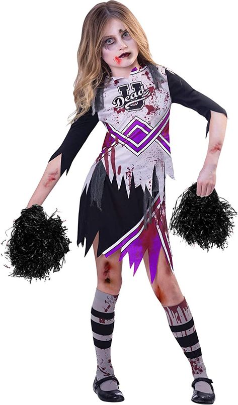 Dead Cheerleader Costume, Zombie Cheerleader Makeup, Cheerleader Fancy Dress, Zombie Cheerleader Costume, Fancy Dress Costumes Kids, Cheerleader Halloween Costume, Zombie Cheerleader, Police Costume, Horror Make-up