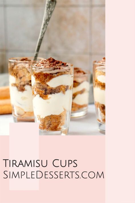 Turn your classic tiramisu into these easy Tiramisu Cups! They're a spin on the classic Italian tiramisu, made with coffee-soaked ladyfingers and layered with rich mascarpone cream. If you love tiramisu without all the work, these mini tiramisu cups are a great idea. Tiramisu Individual Mini Desserts, Cream Cheese Tiramisu, Mini Tiramisu Cups, Deconstructed Tiramisu, Red Velvet Oreo Cookies, Recipe Tiramisu, Mini Tiramisu, Best Tiramisu Recipe, Tiramisu Cups