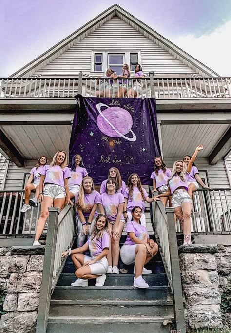 Bid Day Space Theme, Space Themed Bid Day, Space Sorority Theme, Sorority Party Themes, Sorority Bid Day Themes, Preference Night, Sorority Party, Sorority Themes, Space Banner