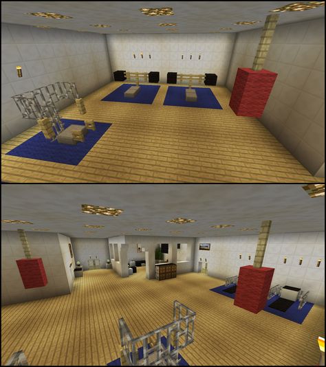 Gym In Minecraft, Minecraft Gym Equipment, Minecraft Gym Ideas, Minecraft Gym, Minecraft Games, Minecraft House Plans, Easy Minecraft Houses, Diy Minecraft, Minecraft Furniture