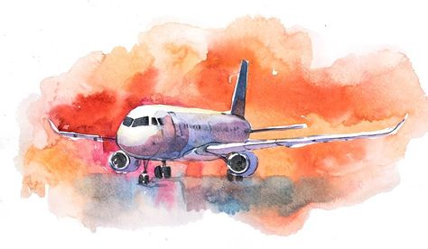 . . . #watercolours #watercolour #watercolor #watercolors #watercolorart #watercolorpainting #art #aquarelle #drawings #drawing #draws #draw #drawn #undrey #painting Airplane Outline, Plane Drawing, Airplane Painting, Airport Runway, Airplane Drawing, Airplane Flying, Art Aquarelle, Surrealism Painting, Cloudy Sky