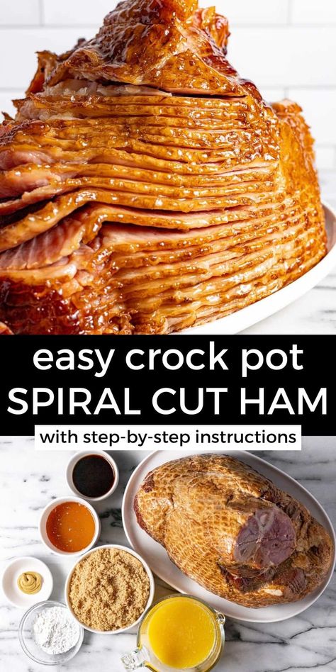 Quick & Easy Crock Pot Ham Ham Christmas Dinner, Crockpot Spiral Ham, Crockpot Ham Recipe, Ham Christmas, Crock Pot Ham, Slow Cooker Ham Recipes, Ham Recipes Crockpot, Thanksgiving Ham, Cooking With Karli