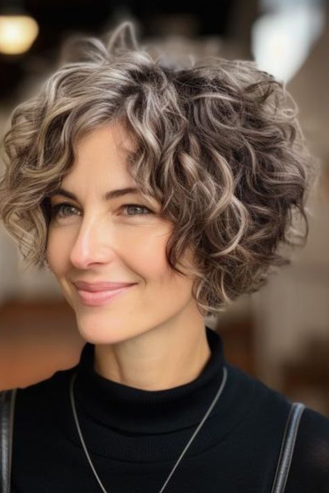 For women who need a vibrant, playful, and curly look in a short yet captivating hairstyle, there is the curly crop with volume hairdo. This hairstyle centers on the crown of the head, where you create volume, bringing out your curly hair texture. Click here to check out more best curly hairstyles for women over 50. Pelo Bob Ondulado, Volume Hairstyles, Short Curly Hairstyles For Women, Short Wavy Haircuts, Natural Curly Hair Cuts, Grey Curly Hair, Short Curly Hairstyles, Curly Hair Photos, Hairstyles Natural