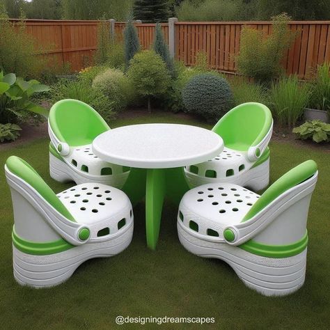 Crocs Patio Sets: Stylish and Durable Outdoor Furniture Games Indoor, Unique Chairs Design, Durable Outdoor Furniture, Weird Furniture, Unusual Furniture, Fantasy Furniture, Patio Sets, Cute Furniture, Unique Chair