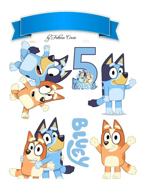 Bluey Birthday Cake Topper Printable, Bluey Toppers Printable, Diy Bluey Cake Topper, Bluey Birthday Cake Topper, Bluey Cake Topper Printable Free, Bluey Cake Topper Printable, Bluey Toppers, Diy Bluey Cake, Bluey Printables