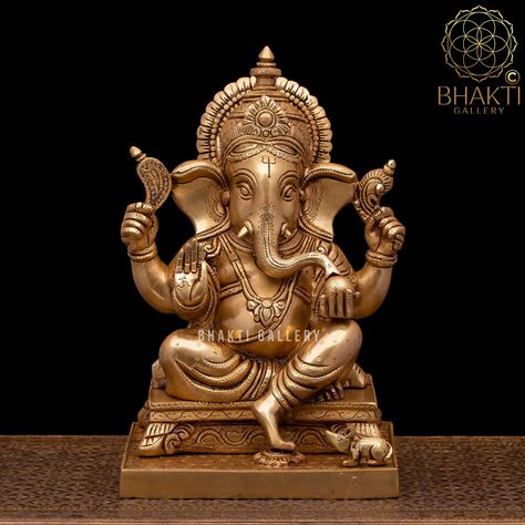 Brass Ganesha Statue, 12 Inch Big Ganesh Figure in Brass, Ganapati Bappa Idol, Lord Vinayaka Murty, Hindu Good Luck God for New Beginnings. #shreeganapatimorti #shriganeshamoorthi #brassganeshmurti #ganapathiganapathy #housewarminggift #lordvinayakfigure https://etsy.me/3tEw5C8 Lord Vinayaka, Saraswati Idol, Ganesh Ji Images, Hindu Elephant, Ganapati Bappa, Saraswati Statue, Shiva Shankara, Ganesh Idol, Elephant God