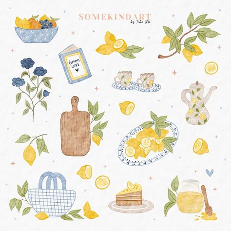 Lemon Love 🍋✨☁️🍃💛 For me, these are very personal illustrations. I sketched all these things during a vacation in Mallorca. We visited a market and I was very inspired by all the beauty, fruits, things, ceramics and beautiful patterns. So I decided to create this cute sticker sheet 😍 Which doodle do you like best? Lemon love stickers are from my shop || link in bio🌙 Use code BEKIND to save 5% or subscribe to my newsletter for free and get a 5€ voucher as a gift 🤍 . . #somekindart #somekindw... Market Doodle, Lemon Doodle, Summer Newsletter, Lemon Illustration, Fruit Doodle, Lemon Drawing, Pottery Idea, Planner Doodles, Ceramic Cafe